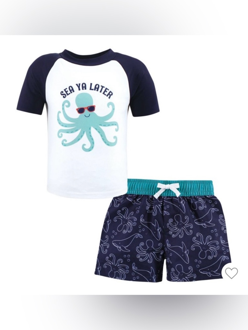 NWT - Hudson Baby Swim Rashguard Set - Sea Octopus